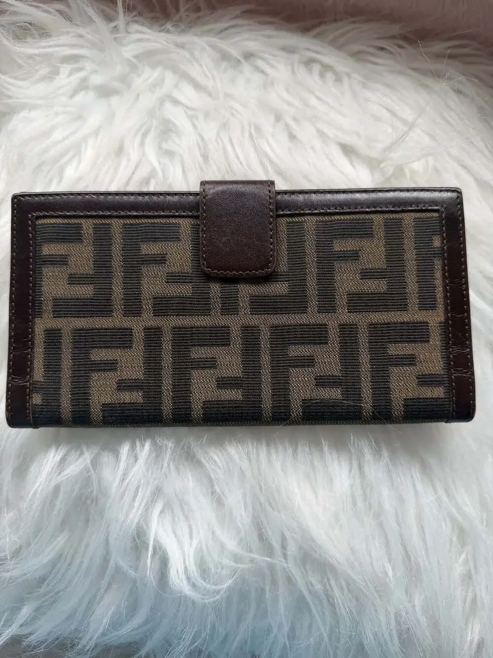 Vintage Fendi Zucca Canvas and Leather Bi-Fold Long Wallet - Picture 2 of 4